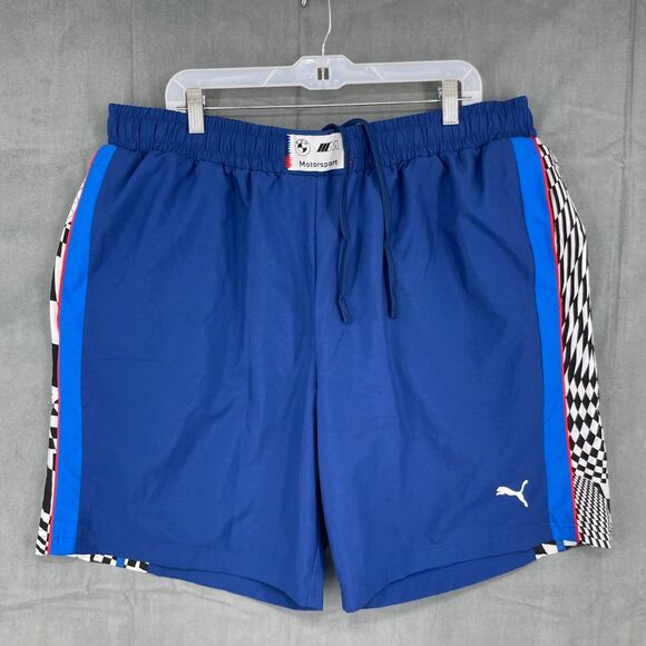 Puma BMV Motorsport Shorts Mens XXL Blue Logo Pull On Lightweight Printed - Picture 1 of 12